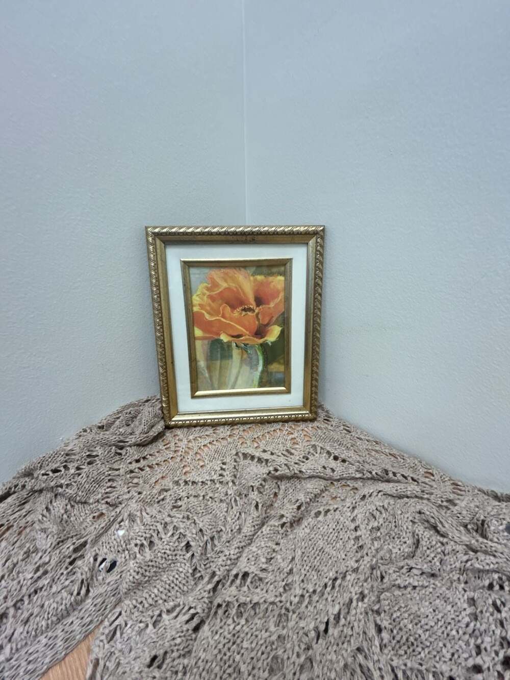 Orange Poppy Floral Framed Art Print in Gold Gilt Frame